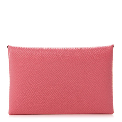 Hermes Epsom Calvi Card Case Rose Azalee 1 of 7