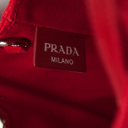 Prada Canvas Grommet Canapa Tote Rosso 7 of 8