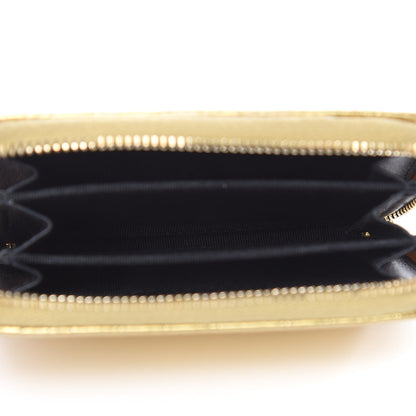 Chanel Metallic Calfskin Crocodile Embossed Cocodile Zip Coin Case Gold 5 of 8