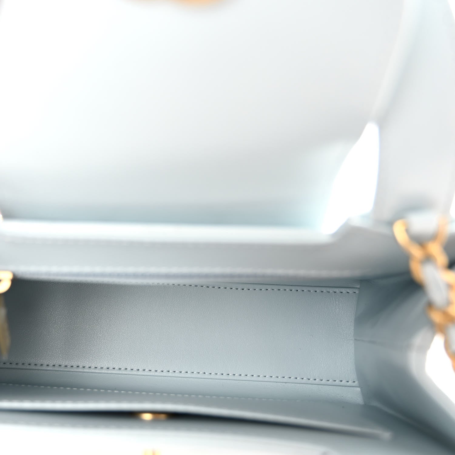 Chanel Shiny Aged Calfskin Quilted Nano Kelly Shopper Light Blue 5 of 10