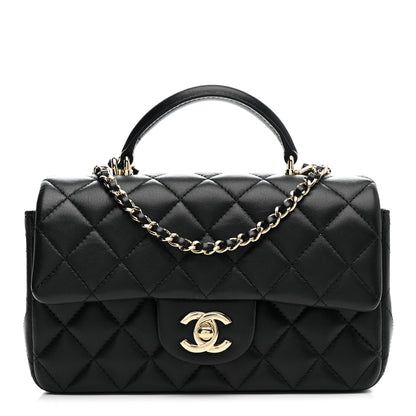 Chanel Lambskin Quilted Mini Top Handle Rectangular Flap Black 1 of 11