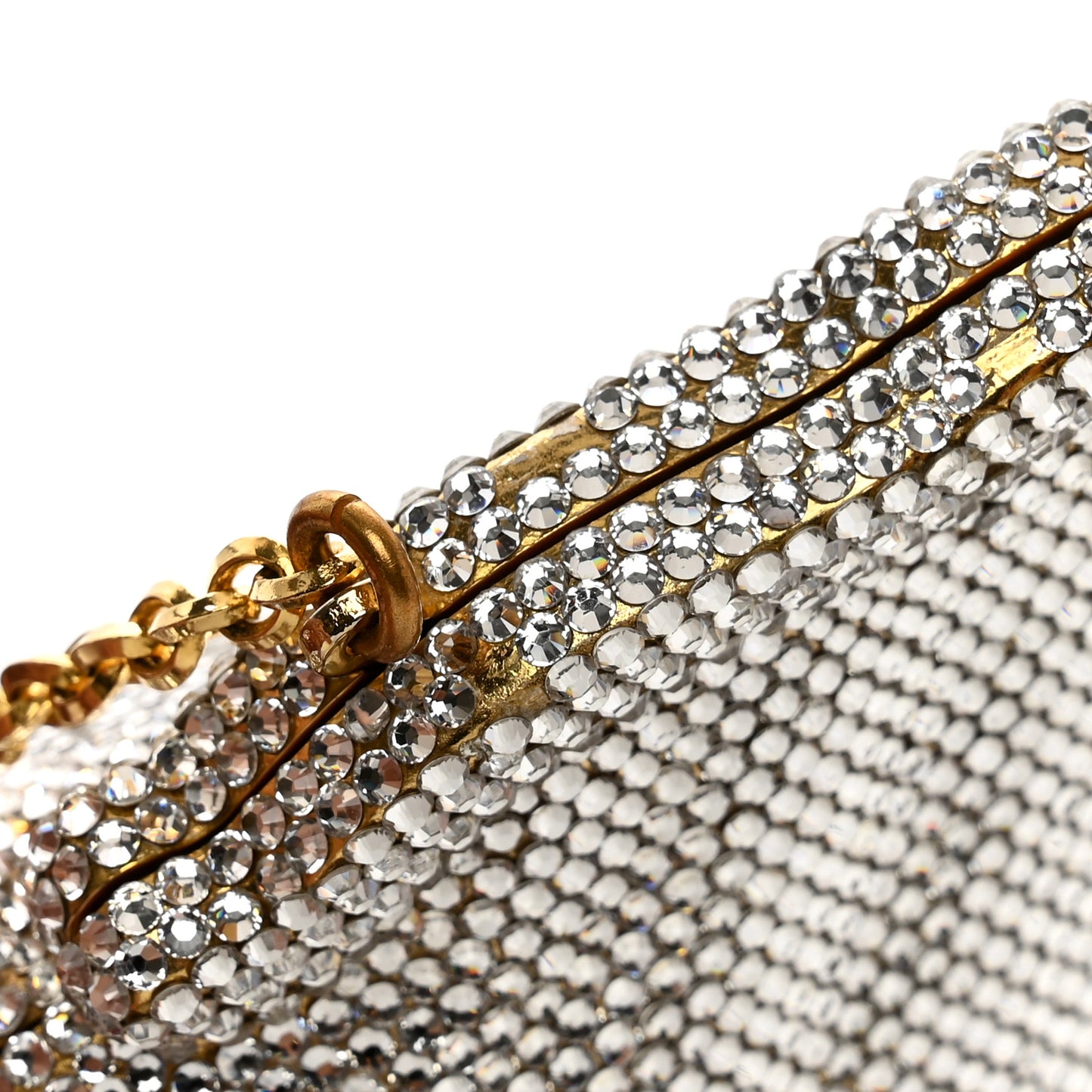 Swarovski Crystal Chatelaine Minaudiere Clutch Silver Gold