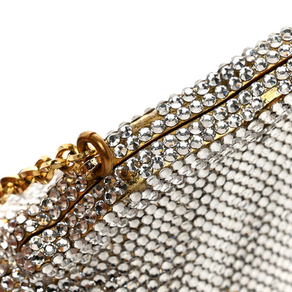 Judith Leiber Swarovski Crystal Chatelaine Minaudiere Clutch Silver Gold 10 of 12