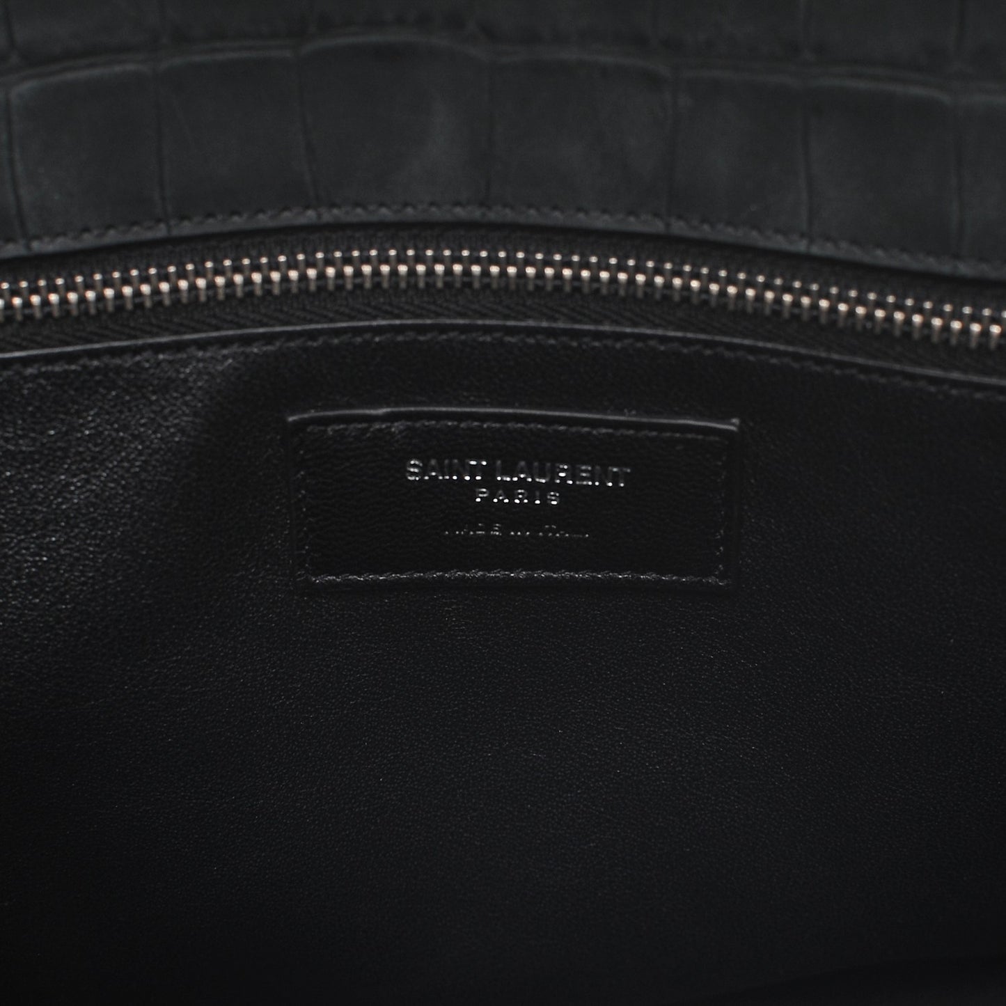 Calfskin Crocodile Embossed Small Sac de Jour Dusty Black