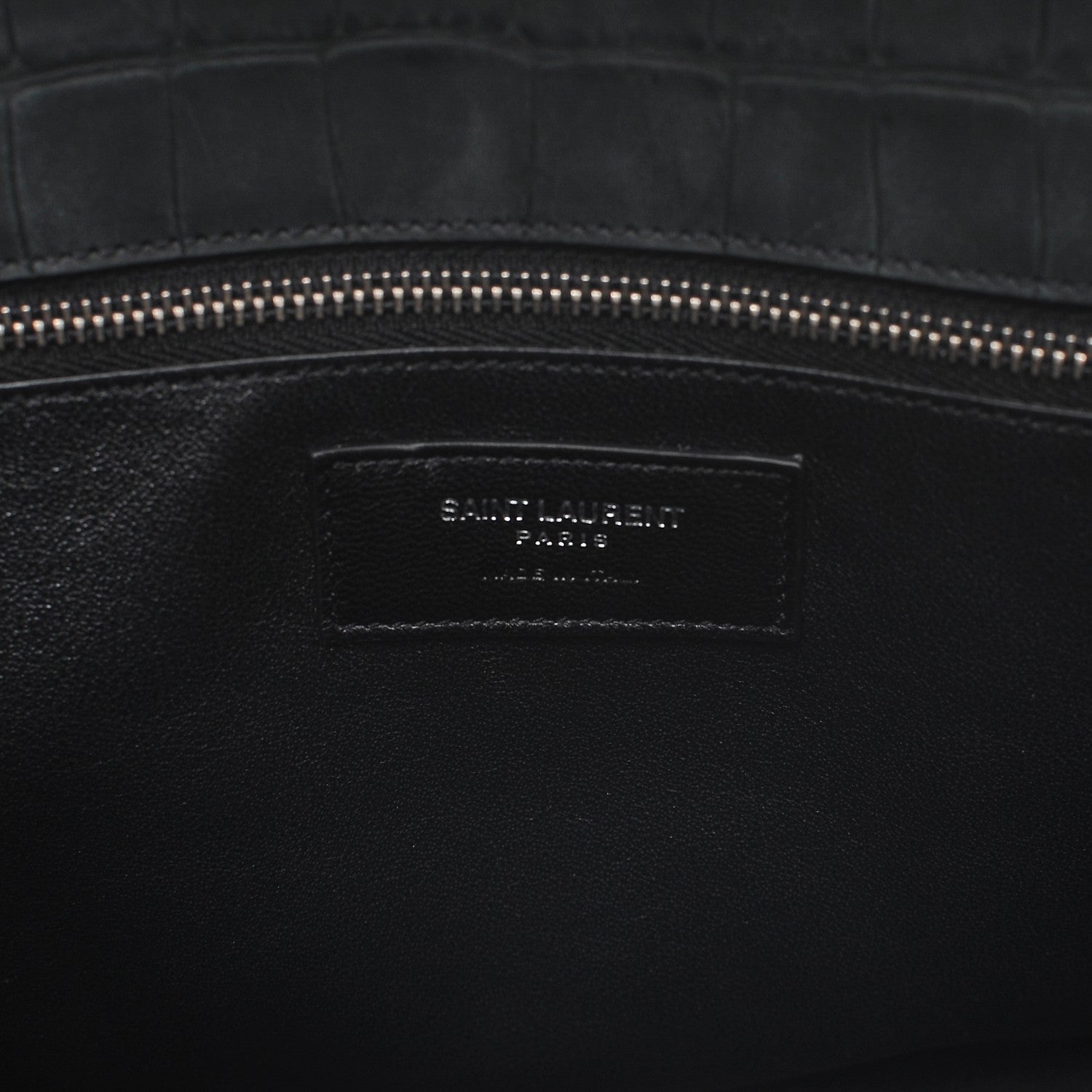 Saint Laurent Calfskin Crocodile Embossed Small Sac de Jour Dusty Black 7 of 7