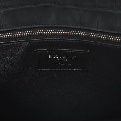 Saint Laurent Calfskin Crocodile Embossed Small Sac de Jour Dusty Black 7 of 7