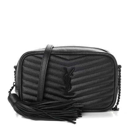Saint Laurent Grain De Poudre Matelasse Monogram Mini Lou Camera Bag Black 1 of 9