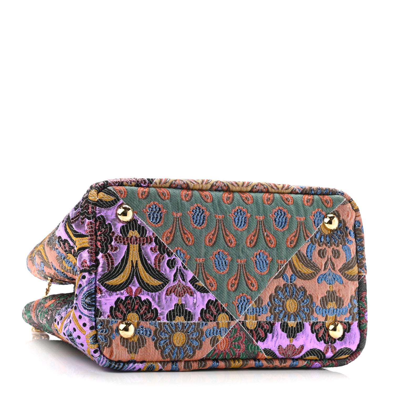 Prada Broccato Lame Floral Chain Tote Multicolor 4 of 9