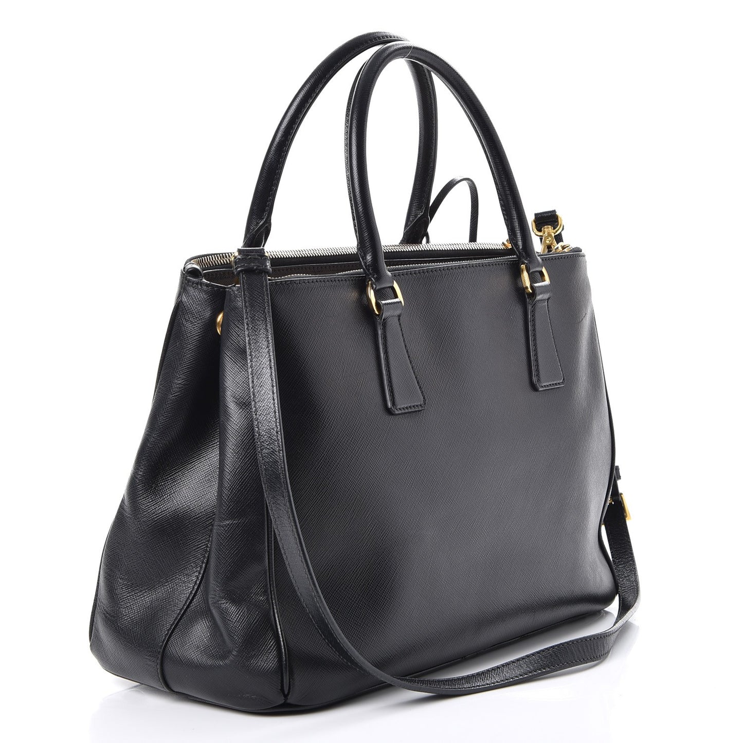 Saffiano Medium Galleria Double Zip Tote Black