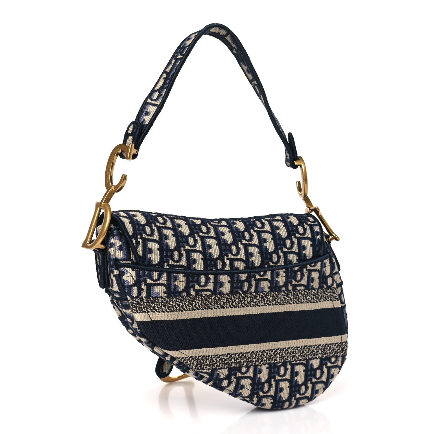 Christian Dior Oblique Embroidered Saddle Bag Blue 3 of 9