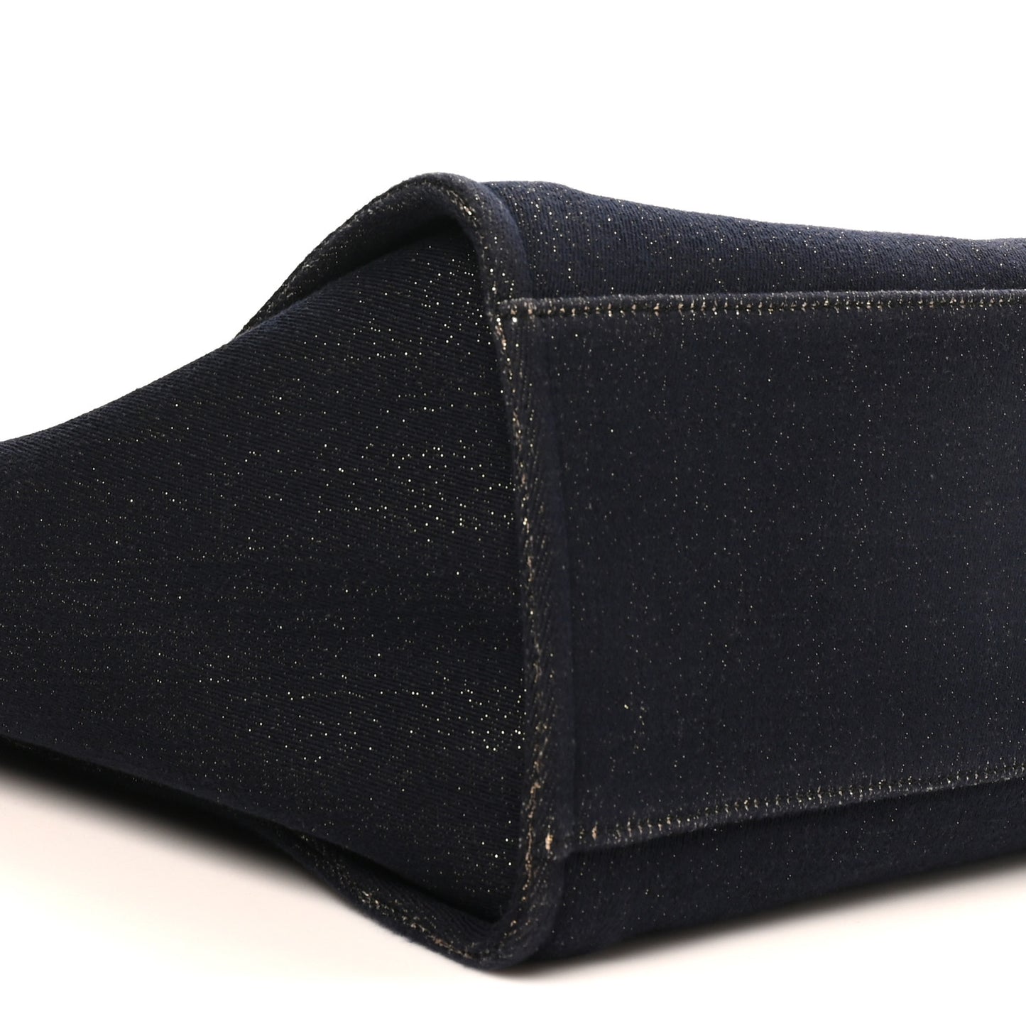 Lurex Canvas Medium Deauville Tote Navy Blue Gold