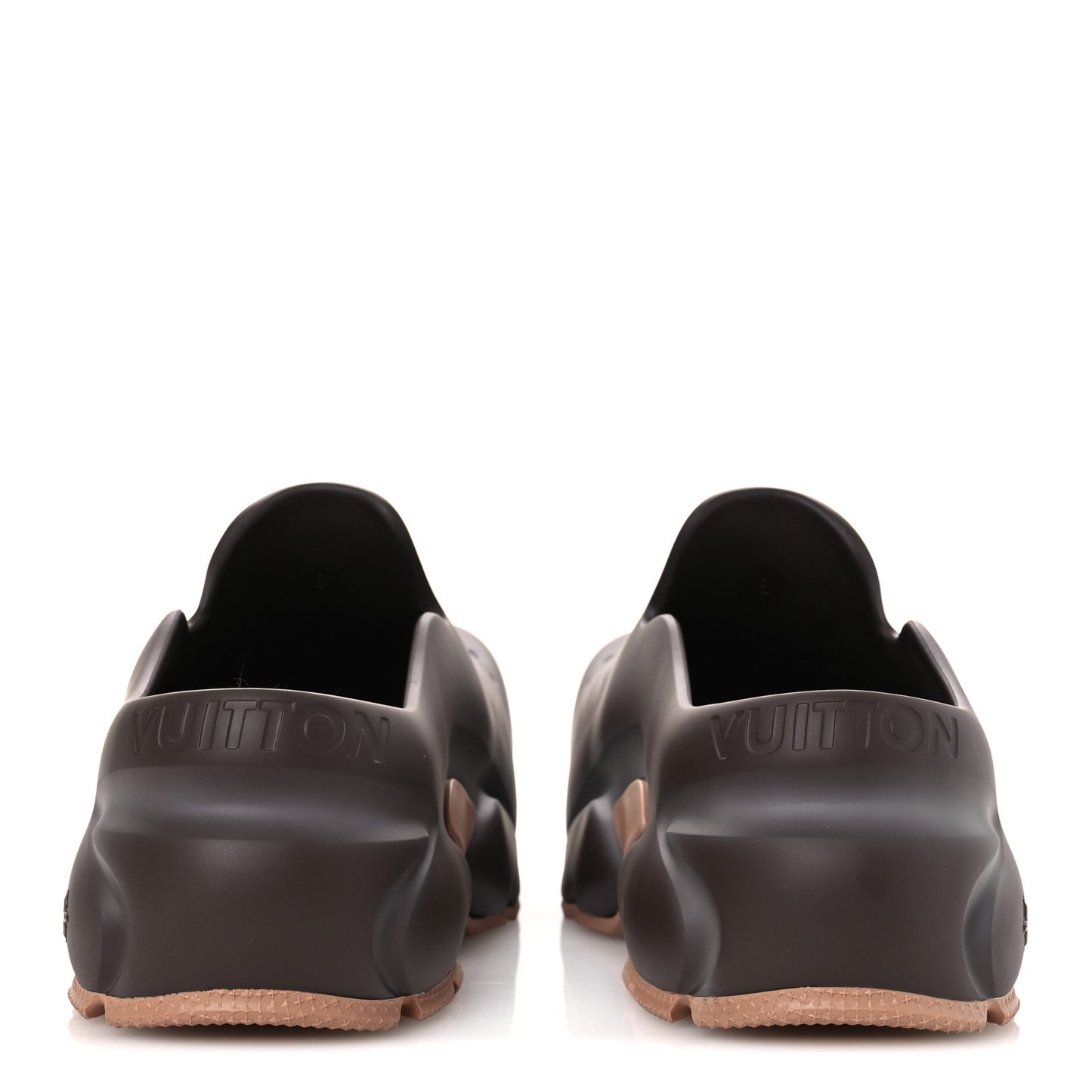 Rubber Mens LV Shark Clogs 8 Mocha