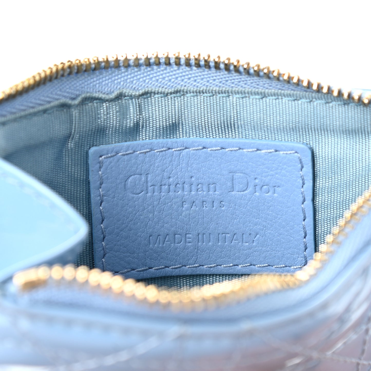 Patent Cannage Lady Dior Key Pouch Blue