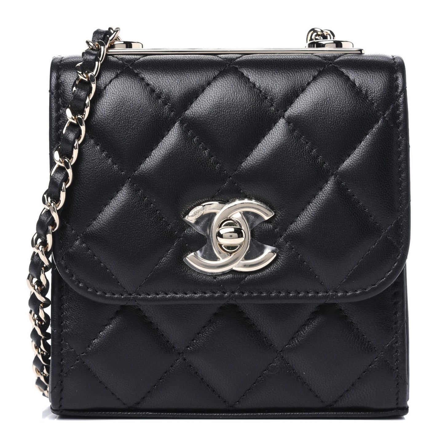 Lambskin Quilted Mini Trendy CC Chain Wallet Black