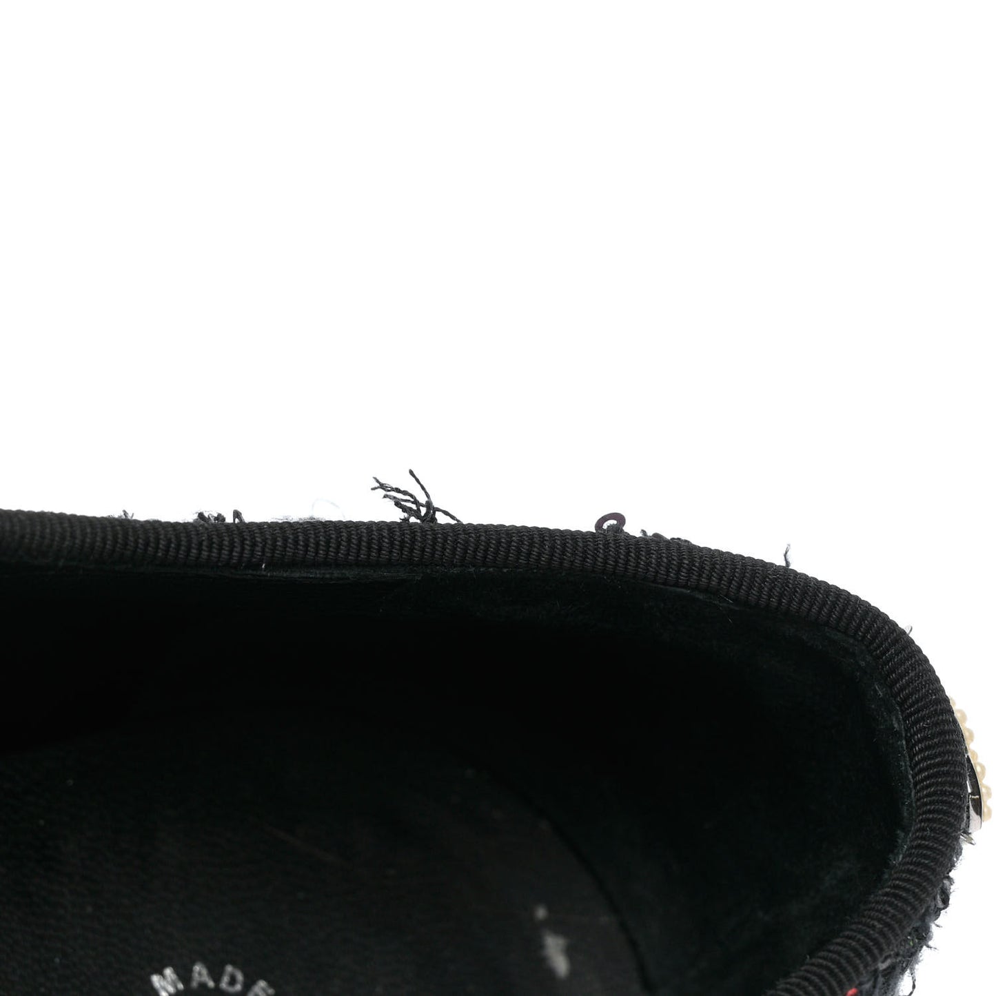 Tweed Grosgrain Sequin Pearl Lace Up Sneakers 39 Black