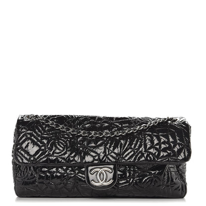Chanel Vinyl Graphic Edge Flap Black 1 of 7