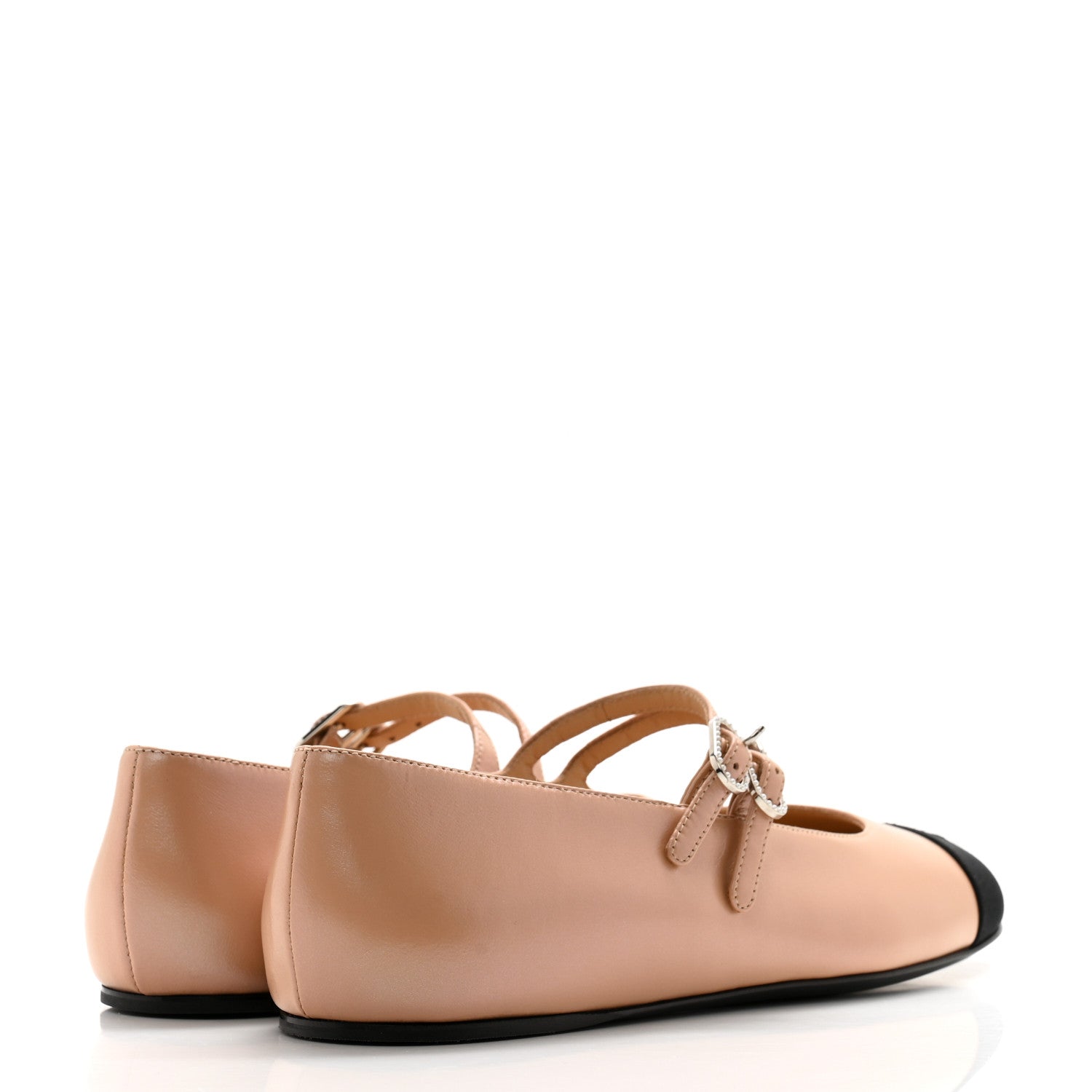 Chanel Lambskin Grosgrain Pearl Mary Jane Flats 38.5 Beige Black 4 of 9