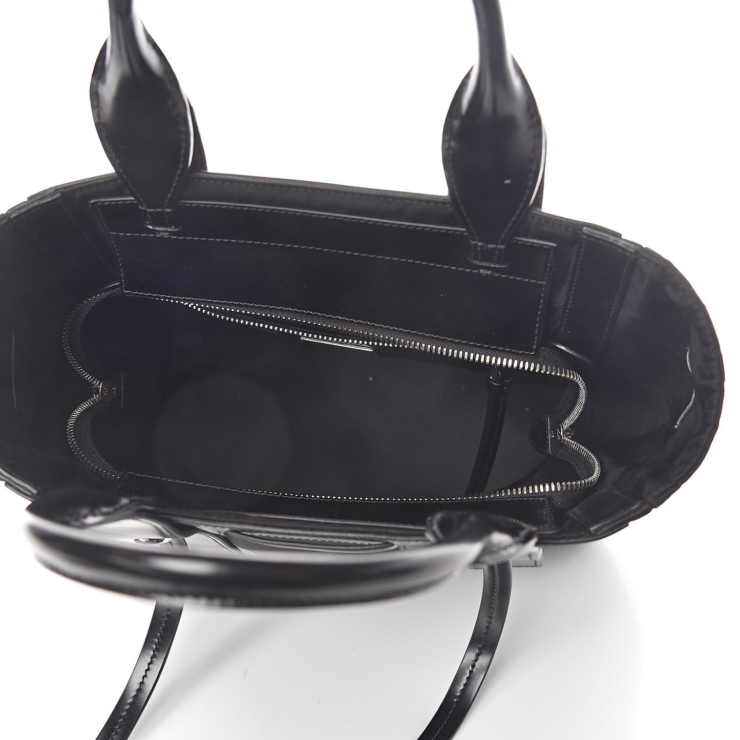 Tessuto Nylon Spazzolato Small Ouverture Top Handle Bag Black