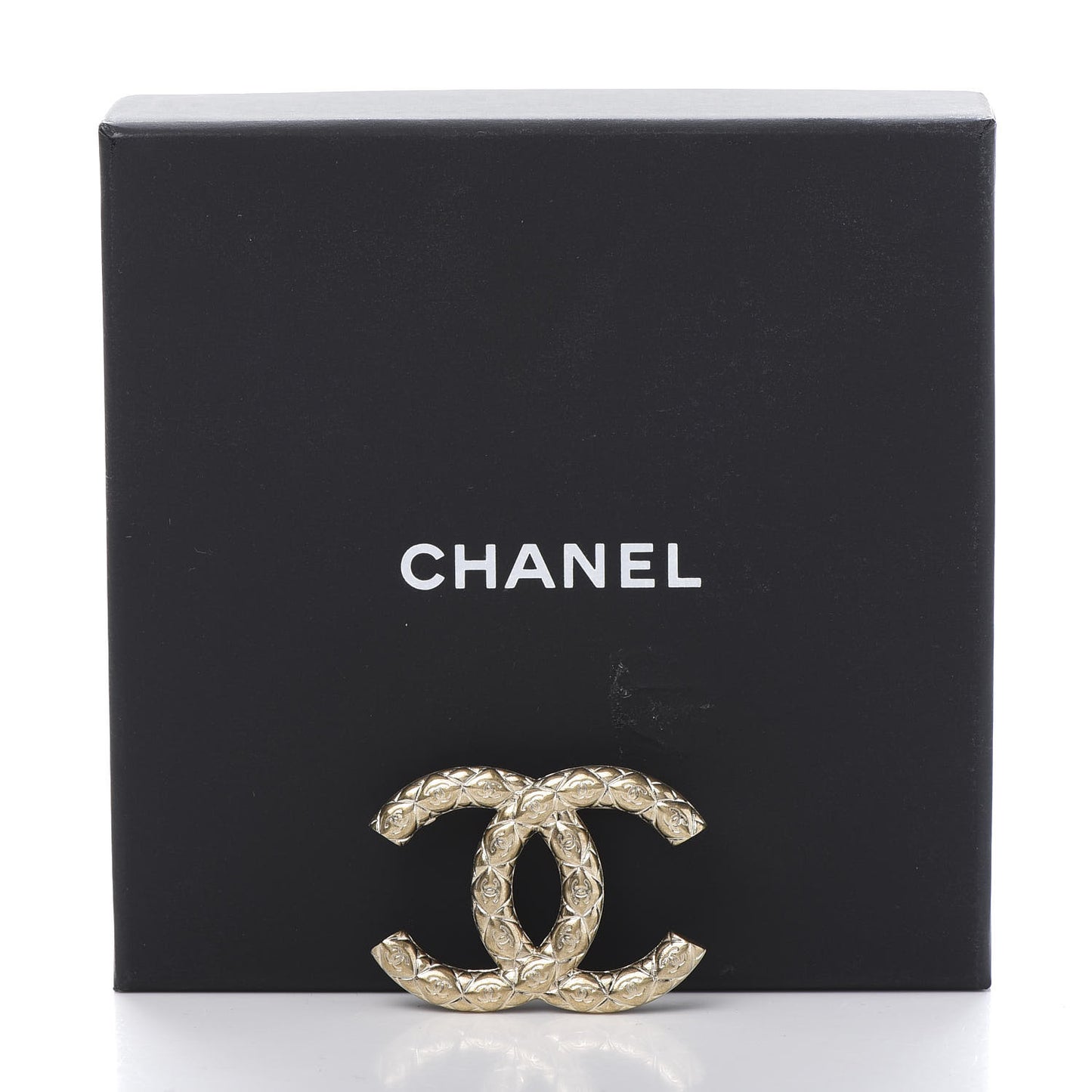 Metal CC Diamond Quilted Brooch Light Gold