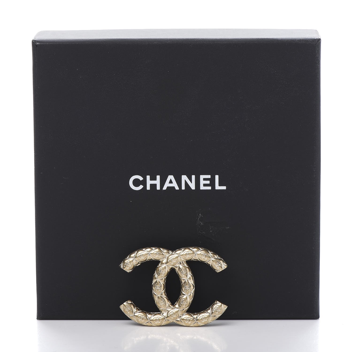 Chanel Metal CC Diamond Quilted Brooch Light Gold 5 of 5