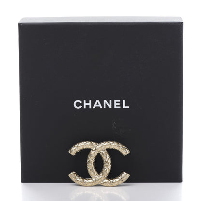 Chanel Metal CC Diamond Quilted Brooch Light Gold 5 of 5