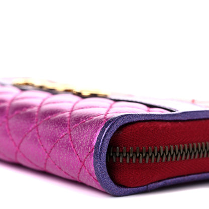 Gucci Laminated Nappa Trapuntata Zumi Zip Around Wallet Rosso Fuxia Bizantin 8 of 13
