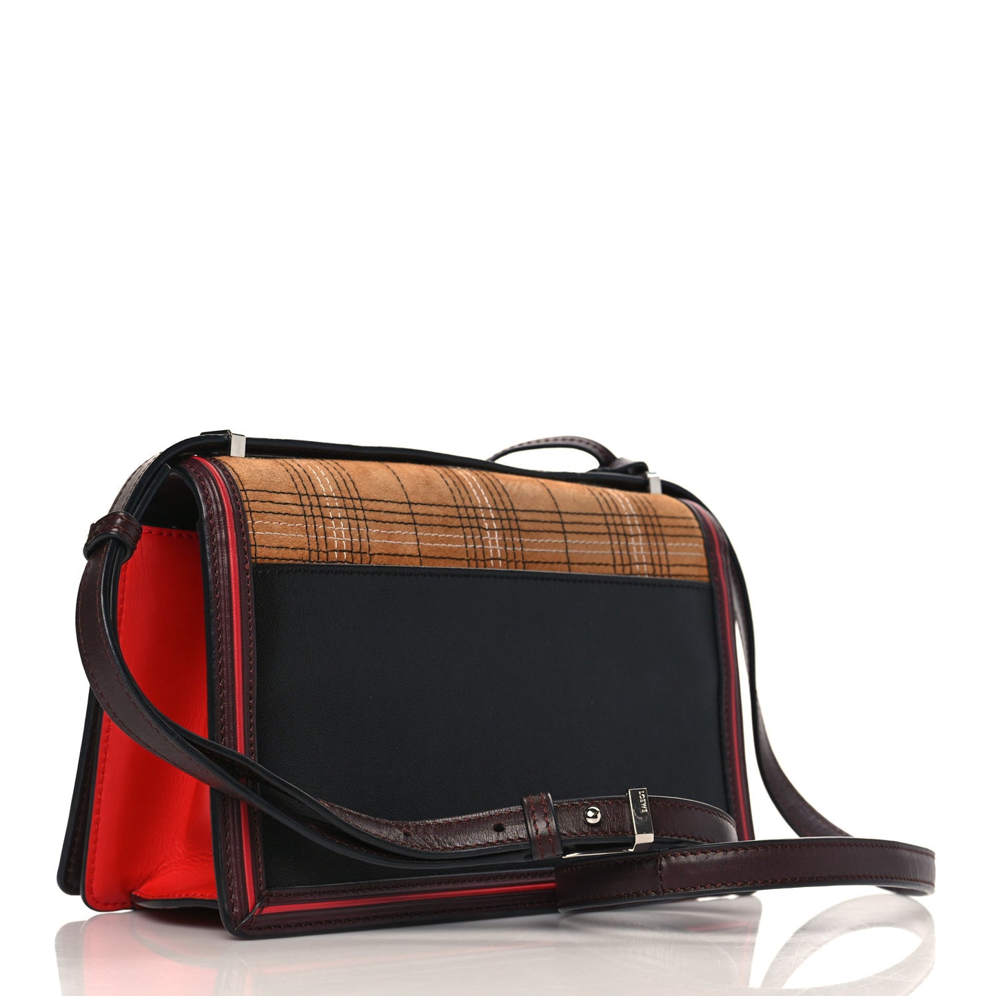 Calfskin Polka Dot Small Barcelona Shoulder Bag Black Red