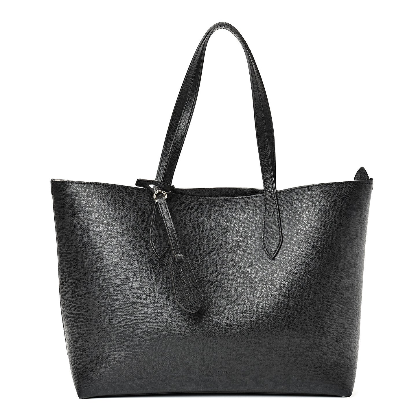 Grainy Calfskin Haymarket Colours Check Medium Zip Tote Black