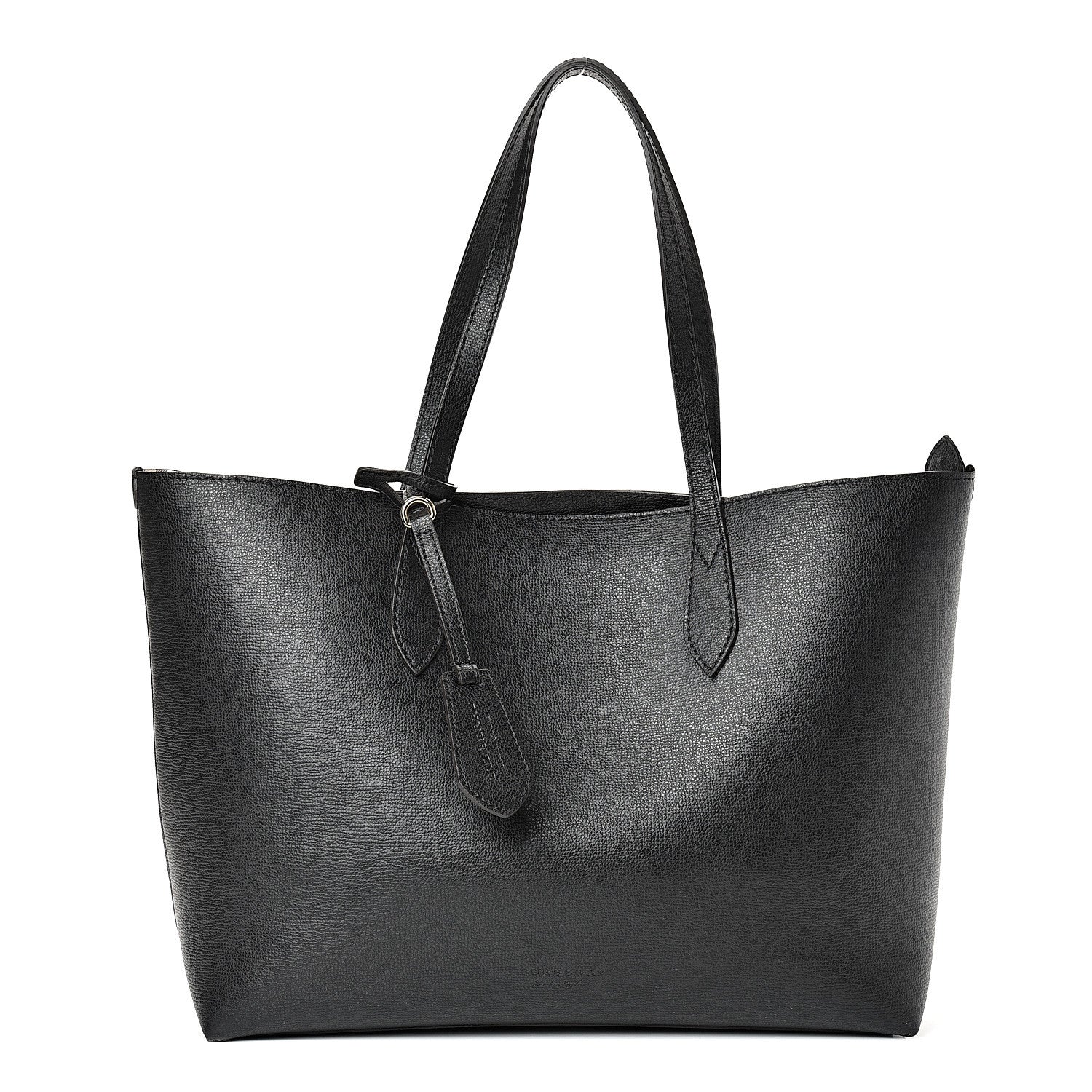 Burberry Grainy Calfskin Haymarket Colours Check Medium Zip Tote Black 1 of 14