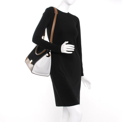 Celine Calfskin Suede Medium Tri-Color Trapeze Black 2 of 8