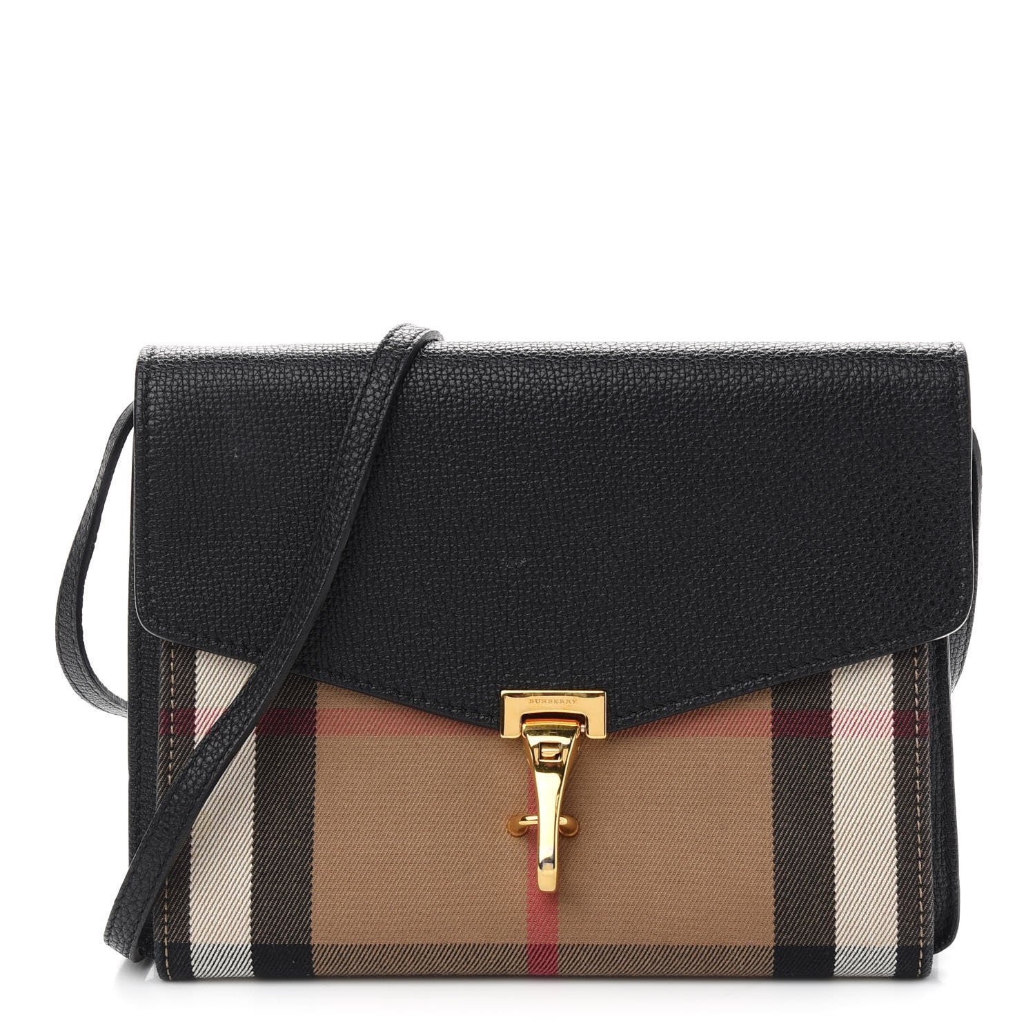 Burberry Derby Calfskin House Check Small Macken Crossbody Bag Black 1 of 14