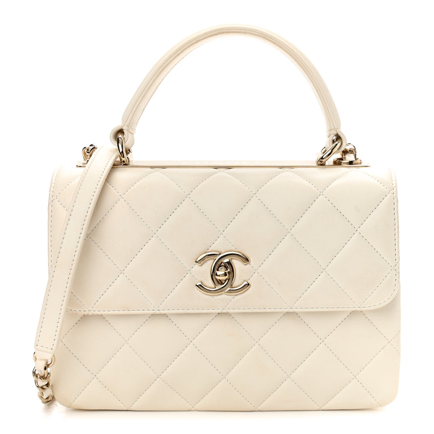 Lambskin Quilted Small Trendy CC Dual Handle Flap Bag White