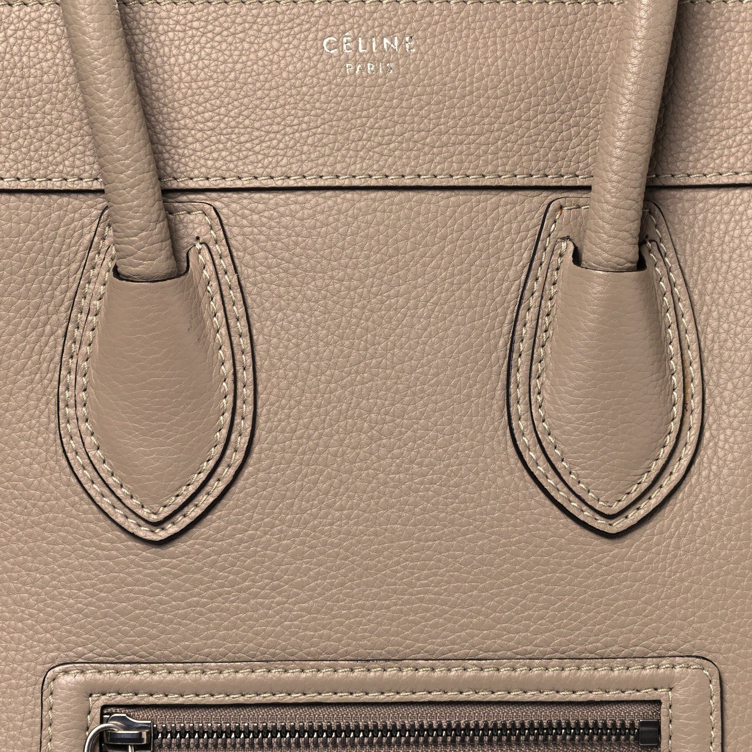 Celine Drummed Calfskin Mini Luggage Dune 7 of 14