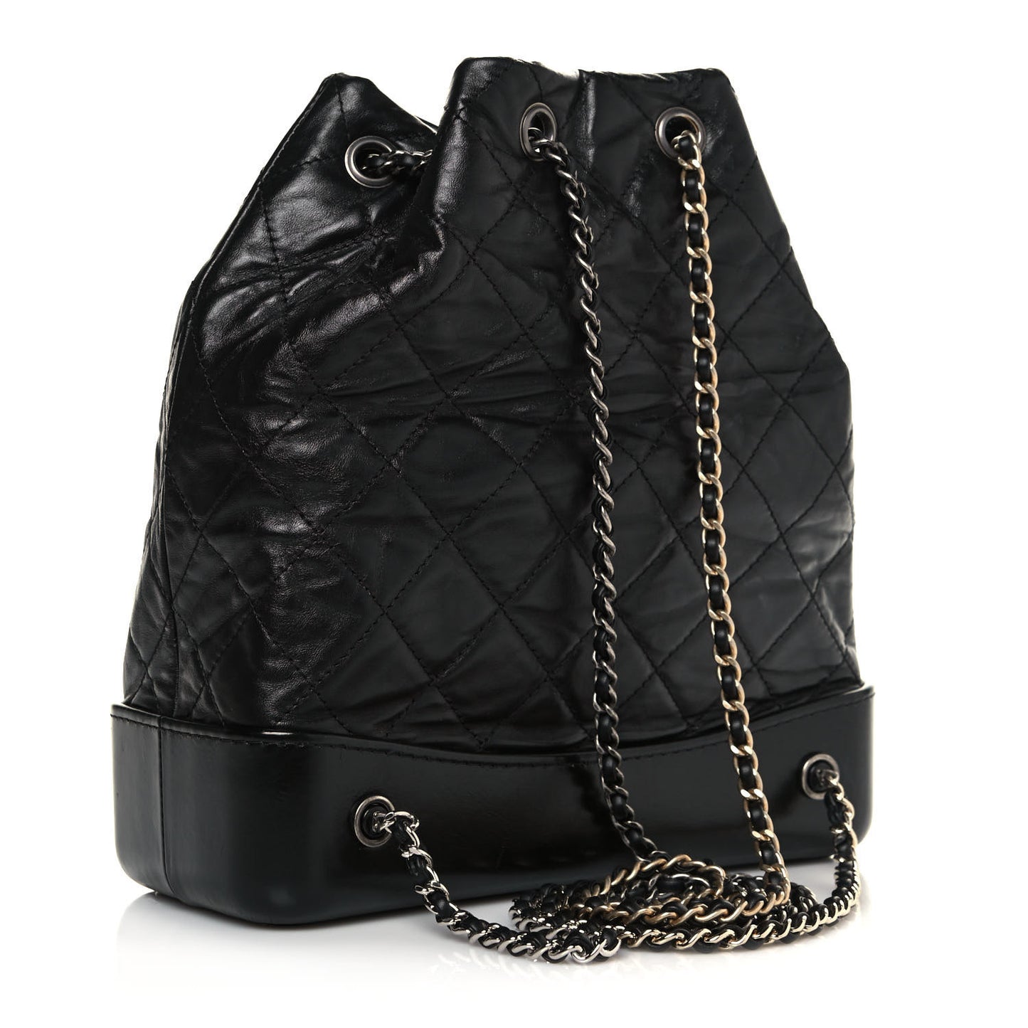 Aged Calfskin Quilted Gabrielle Backpack Black