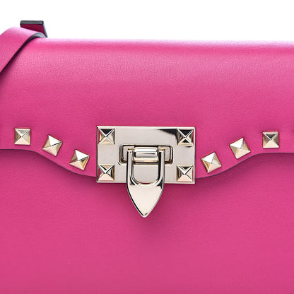 Valentino Garavani Vitello Medium Rockstud Flip Lock Crossbody Bag Deep Cyclamin 9 of 9