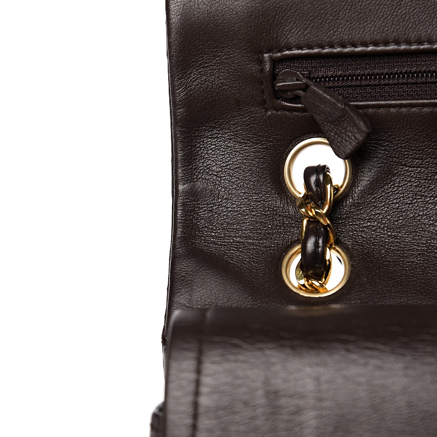 Chanel Lambskin Quilted Medium Double Flap Dark Brown 11 of 17