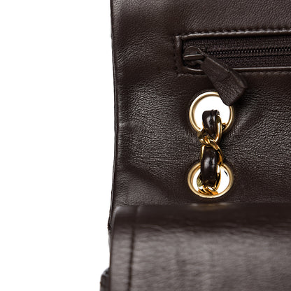 Chanel Lambskin Quilted Medium Double Flap Dark Brown 11 of 17