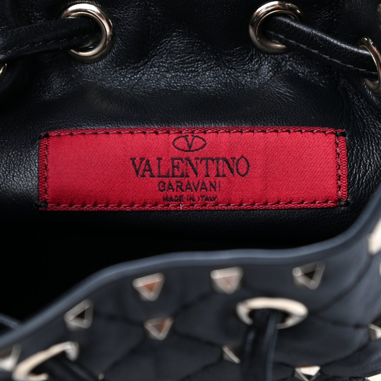 Nappa Mini Rockstud Spike Bucket Bag Black