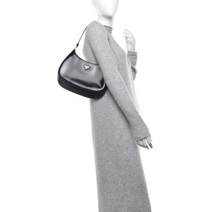 Prada Spazzolato Cleo Shoulder Bag Black 2 of 10