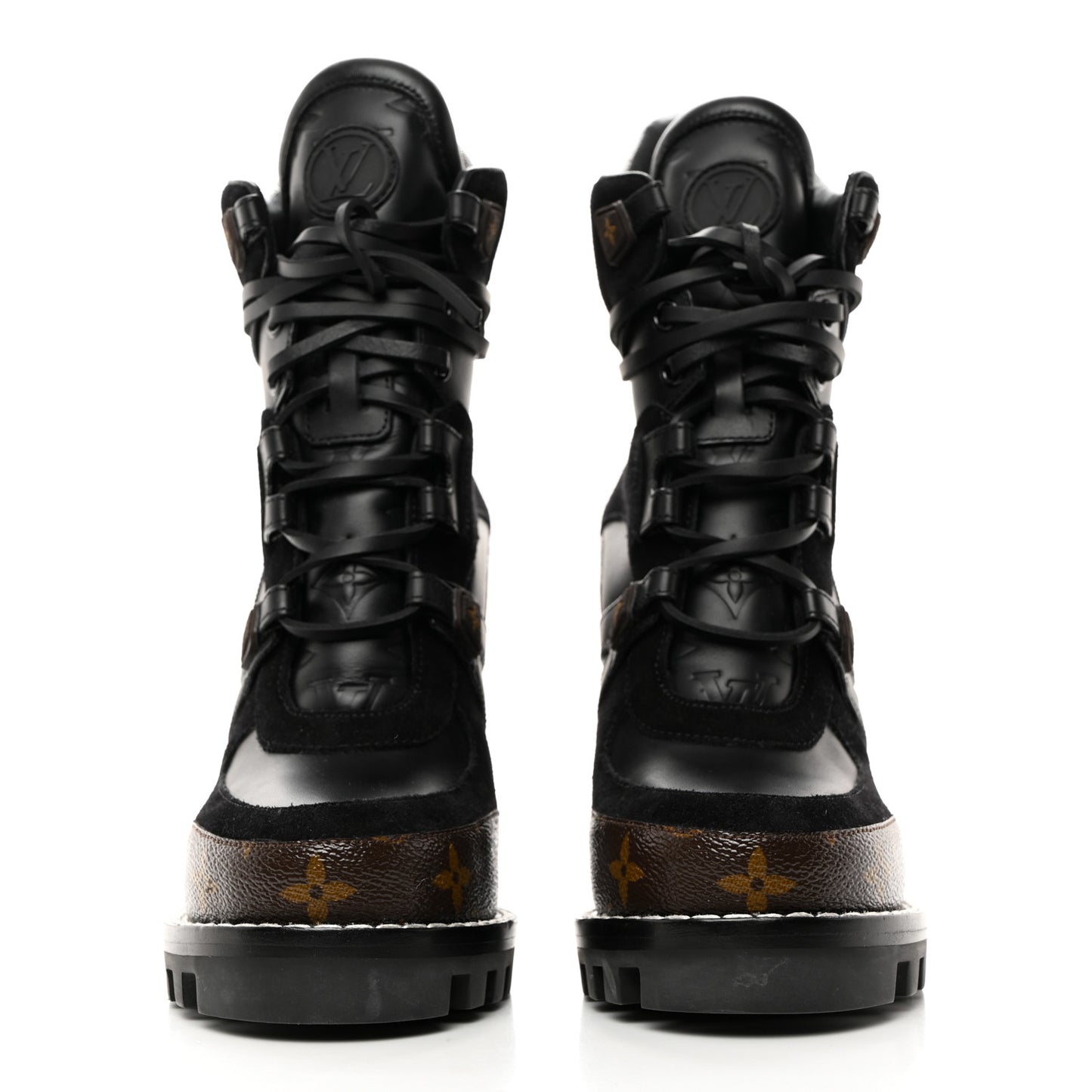 Suede Calfskin Monogram Star Trail Ankle Boots 36 Black
