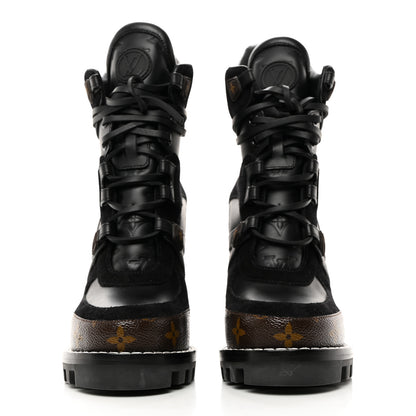 Louis Vuitton Suede Calfskin Monogram Star Trail Ankle Boots 36 Black 2 of 8