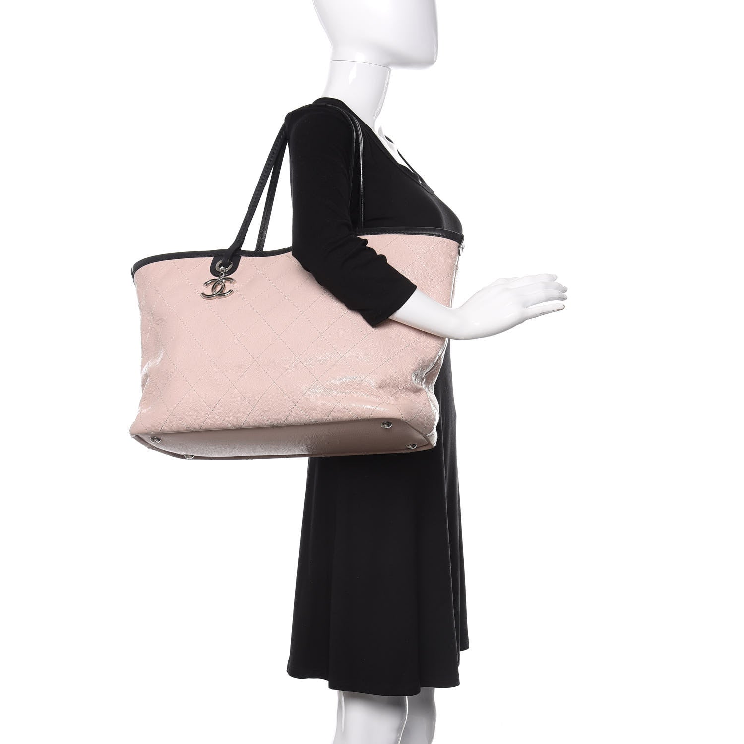 Chanel Grained Calfskin Large Shopping Fever Tote Light Pink 2 of 9