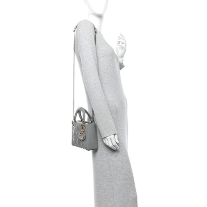 Christian Dior Patent Cannage Mini Lady Dior Grey Stone 2 of 9