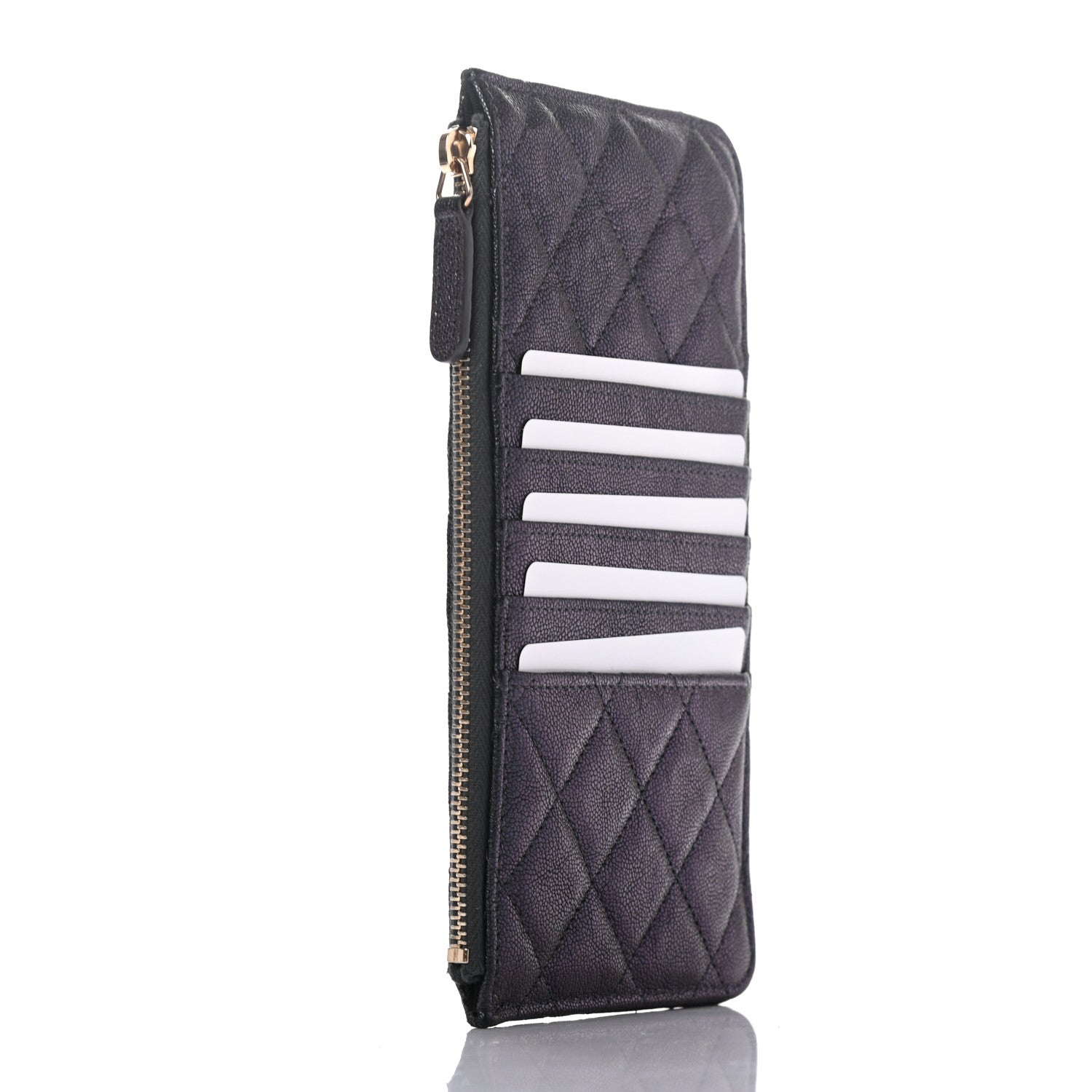 Chanel Iridescent Caviar Quilted Classic Flat Wallet Pouch Black 3 of 7