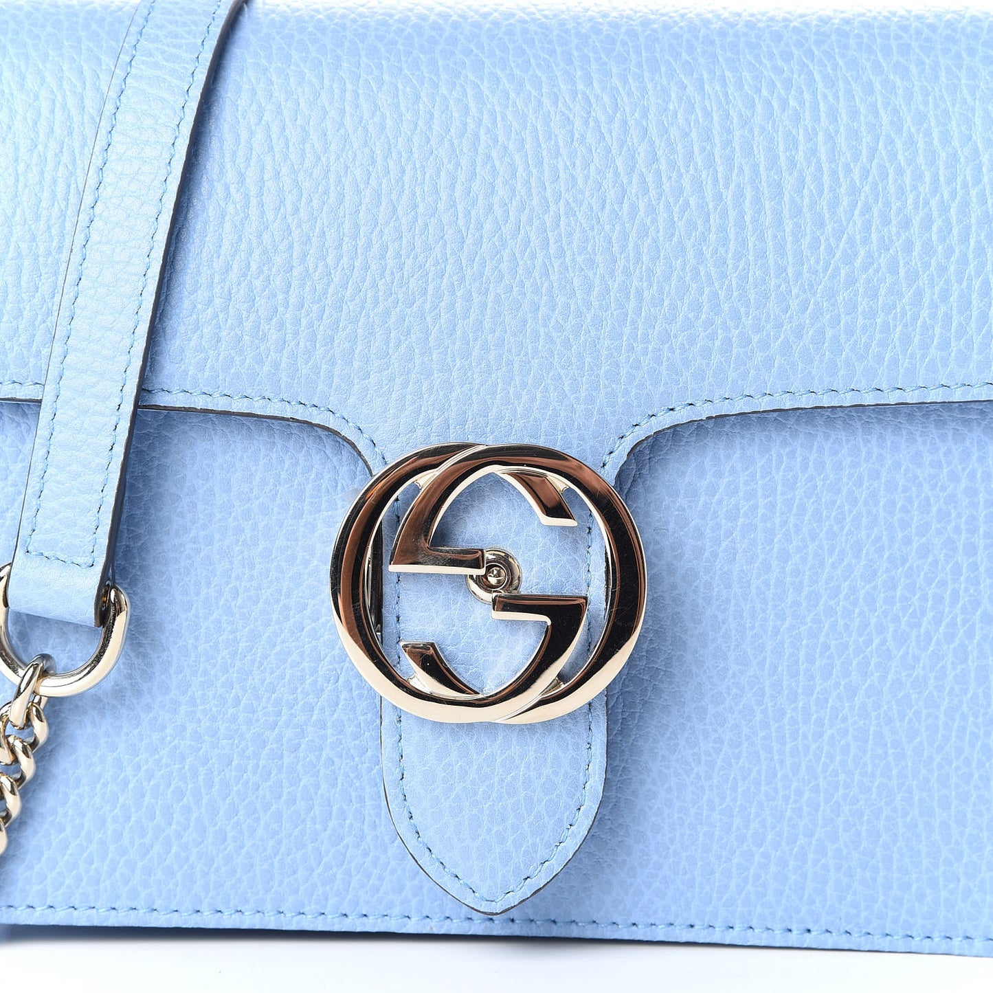 Dollar Calfskin Small Interlocking G Shoulder Bag Mineral Blue