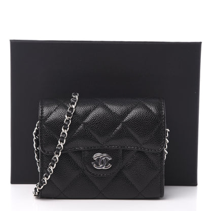 Chanel Caviar Quilted Flap Card Holder On Chain Black 11 of 11