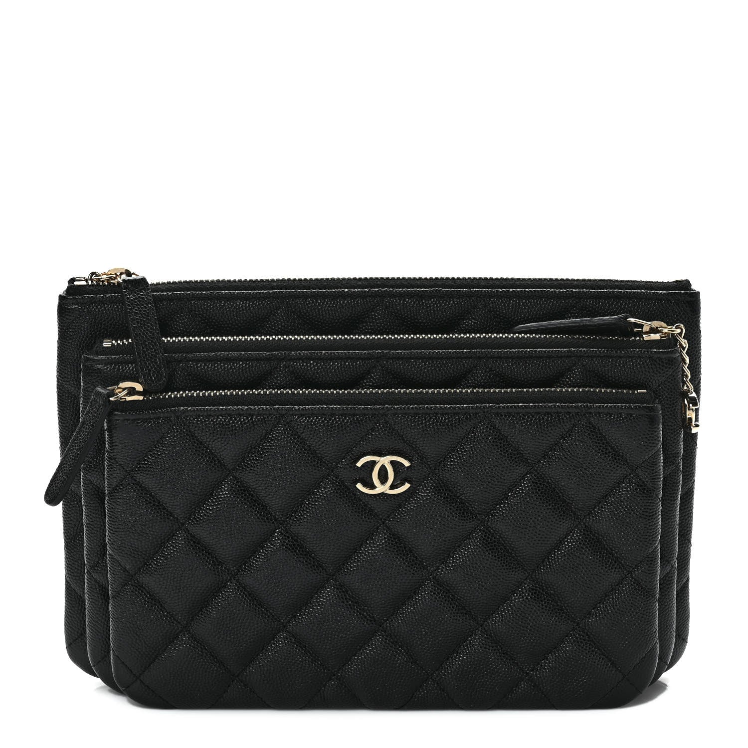 Chanel Caviar Trio Cosmetic Case Black 1 of 8