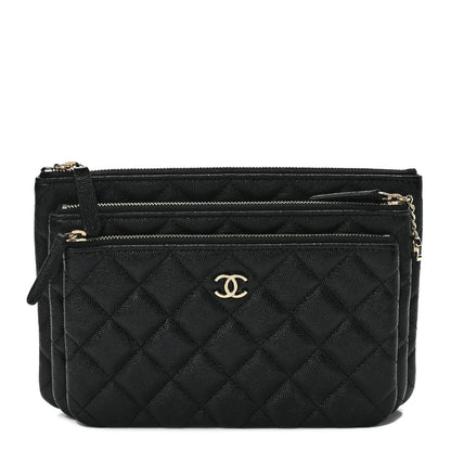Chanel Caviar Trio Cosmetic Case Black 1 of 8