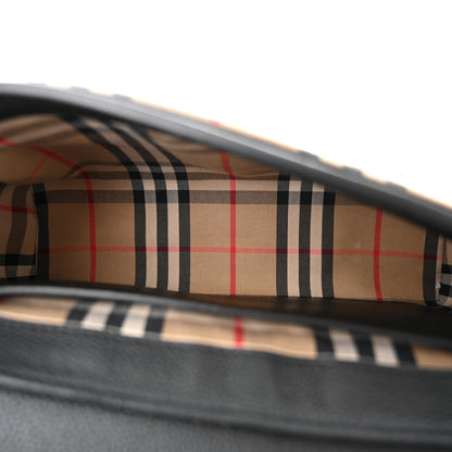 Burberry Coated Canvas Calfskin Vintage Check Medium Note Crossbody Bag Black 5 of 9