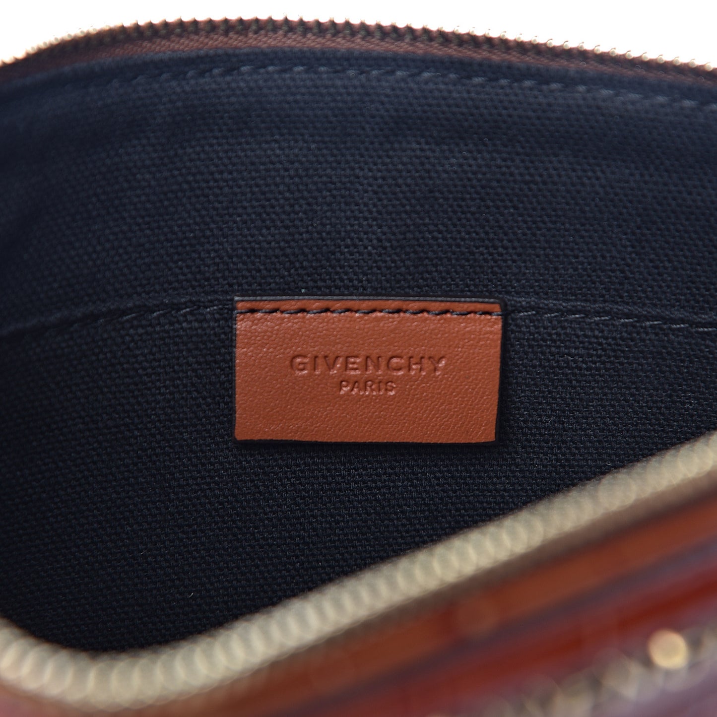 Calfskin Crocodile Embossed Medium Antigona Pouch Cognac